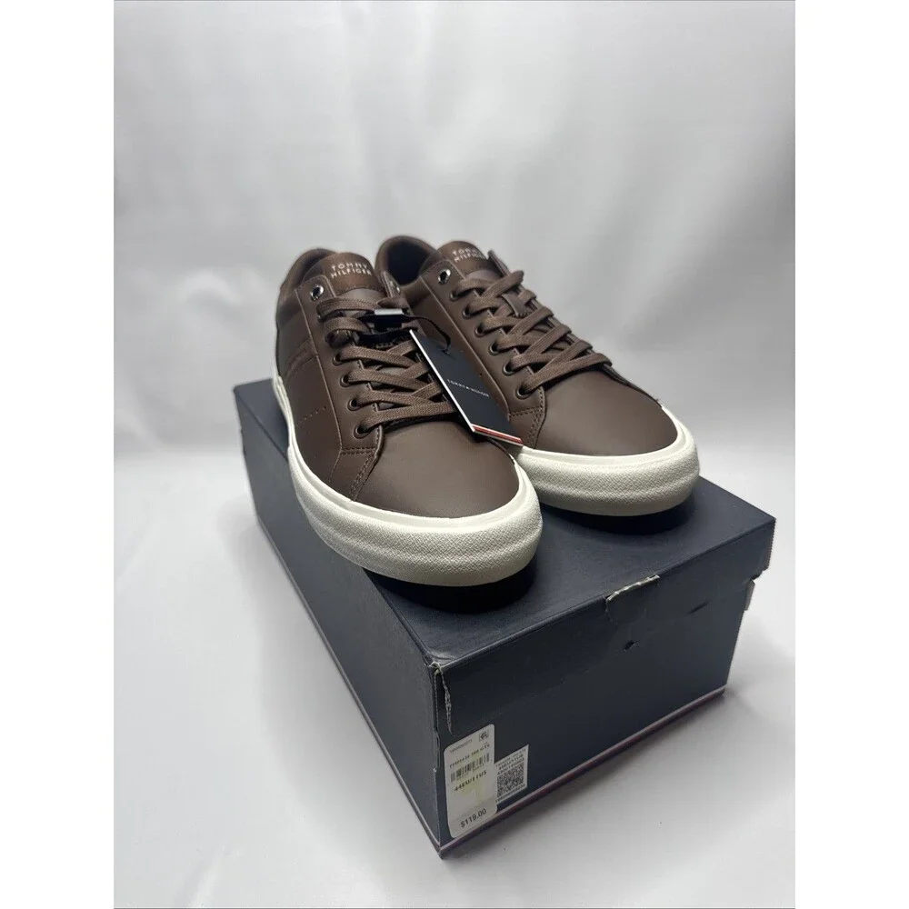 Tommy Hilfiger Lth Street Leather Low-Top Sneakers Cocoa Brown Mens Size 11 NWT